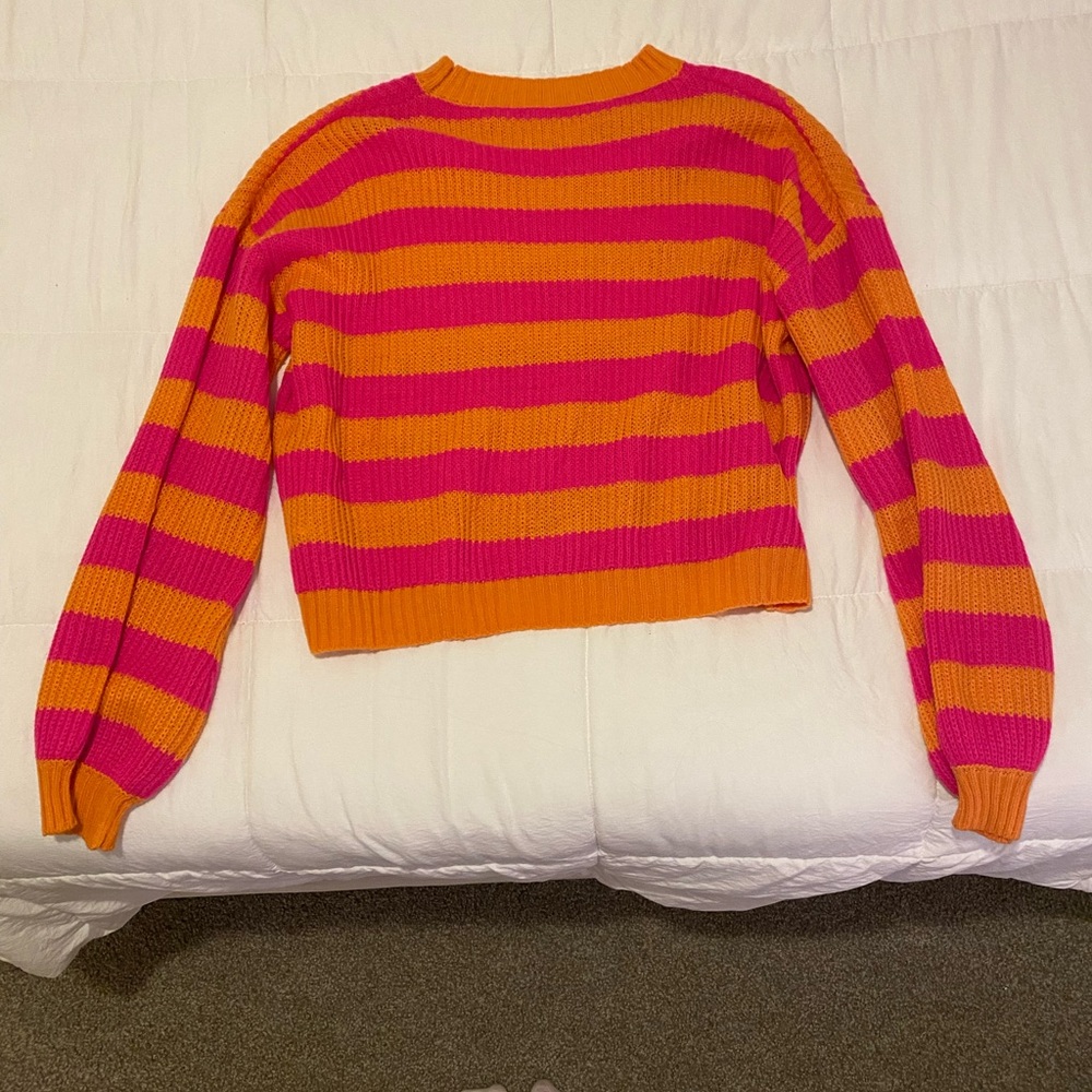 Striped Pink and Orange Women's Sweater